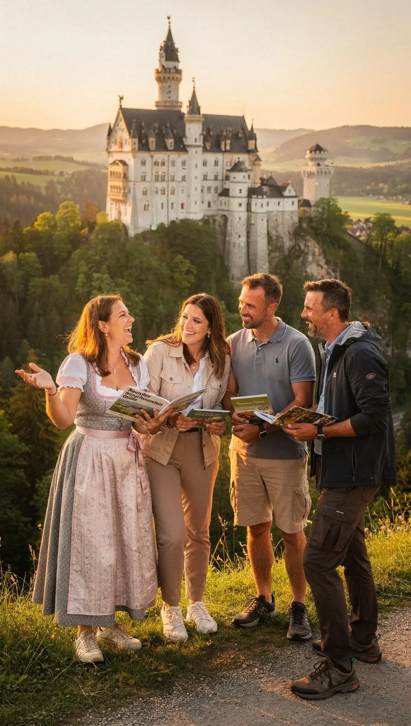 Karte und Reiseroute für eine mehrtägige Themenreise zu Burgen und historischen Stätten in Deutschland.